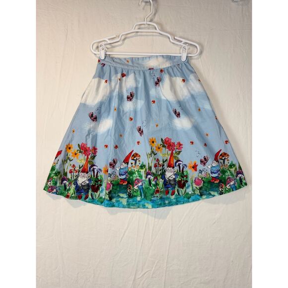Modcloth Gnomes A Line Skirt US Women's Size Medium Whimsical Fairy Floral‎ Mini - Picture 4 of 10